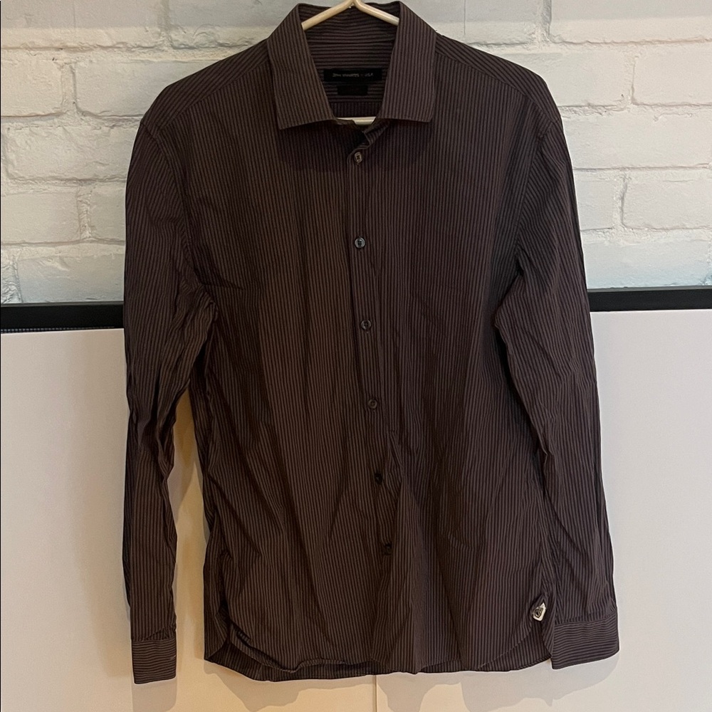 John Varvatos Purple, Blue and Red Pinstripe Shirt